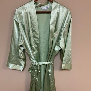 Sage Satin Robe w/ Stitched “D”